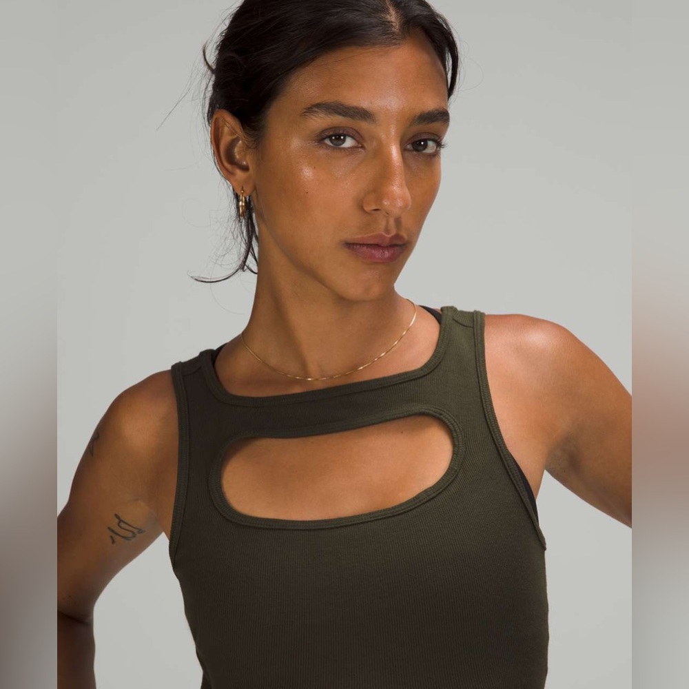 lululemon athletica Olive Cutout Ribbed Crop Top
